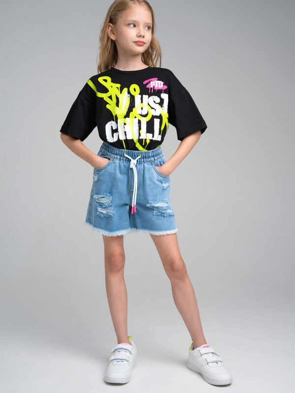 Шорты текстильные джинсовые для девочек