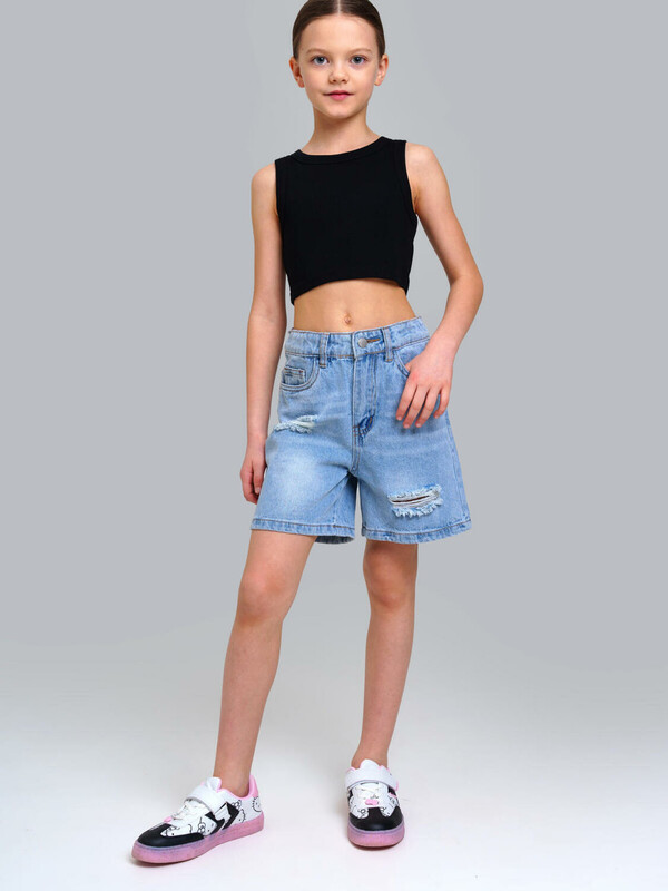 Шорты текстильные джинсовые для девочек