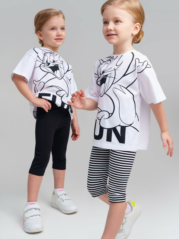 Брюки трикотажные для девочек (легинсы укороченные), 2 пары в комплекте