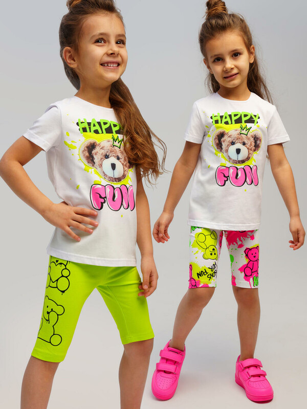 Брюки трикотажные для девочек (легинсы укороченные), 2 пары в комплекте