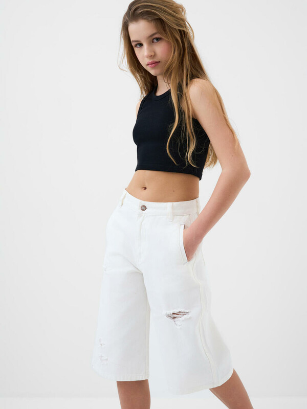 Шорты текстильные джинсовые для девочек