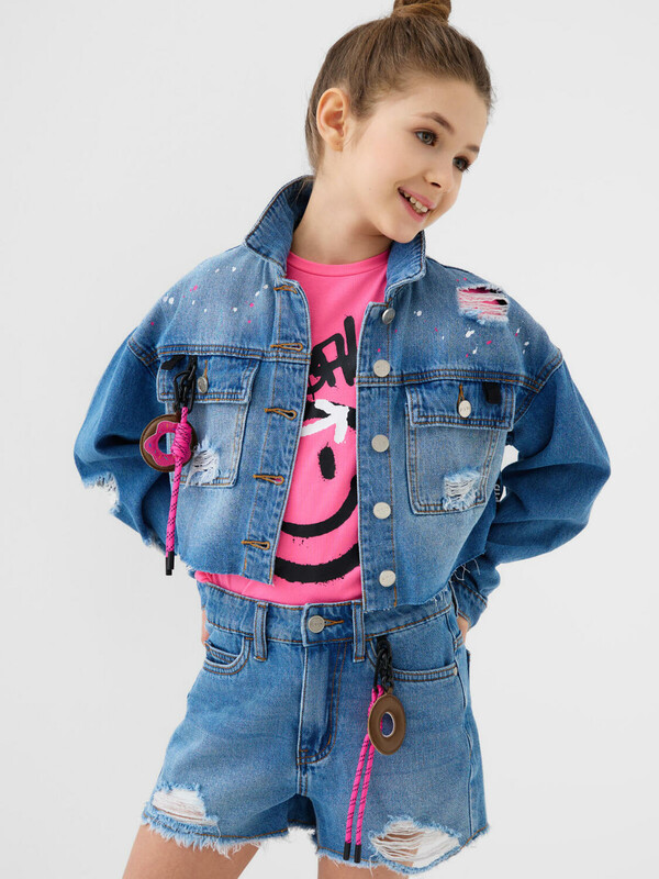 Шорты текстильные джинсовые для девочек