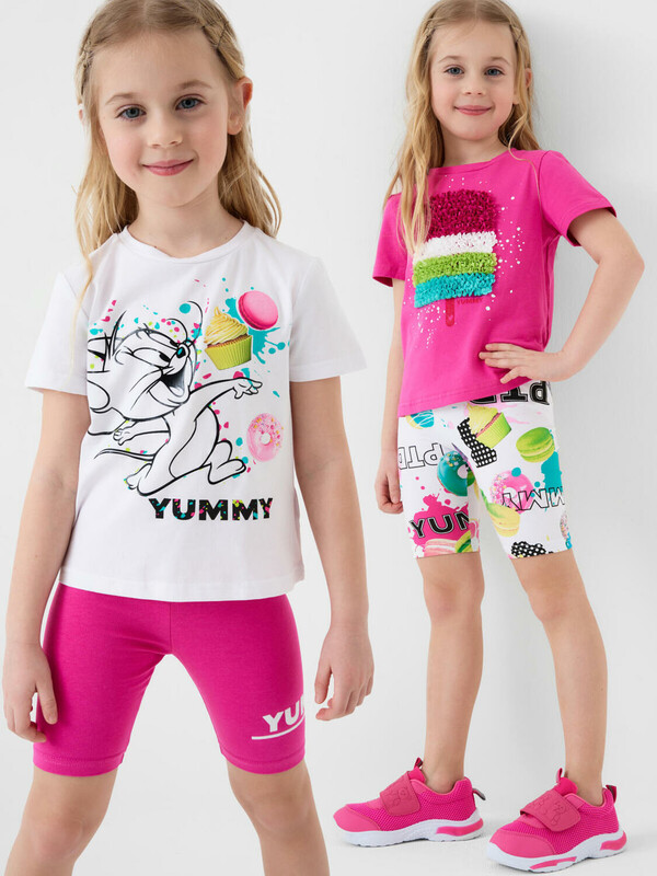 Брюки трикотажные для девочек (легинсы укороченные), 2 пары в комплекте