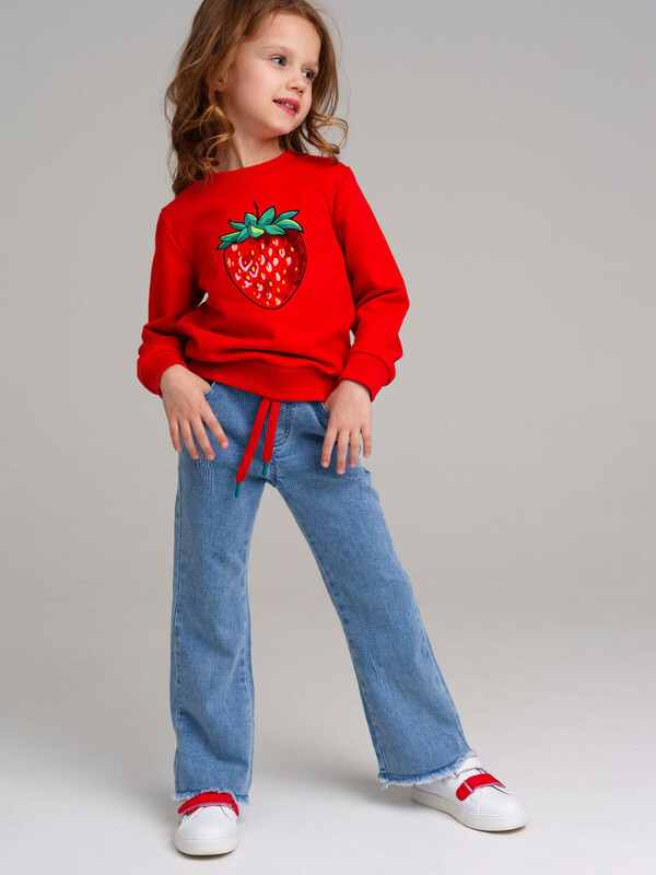 Брюки текстильные джинсовые для девочек