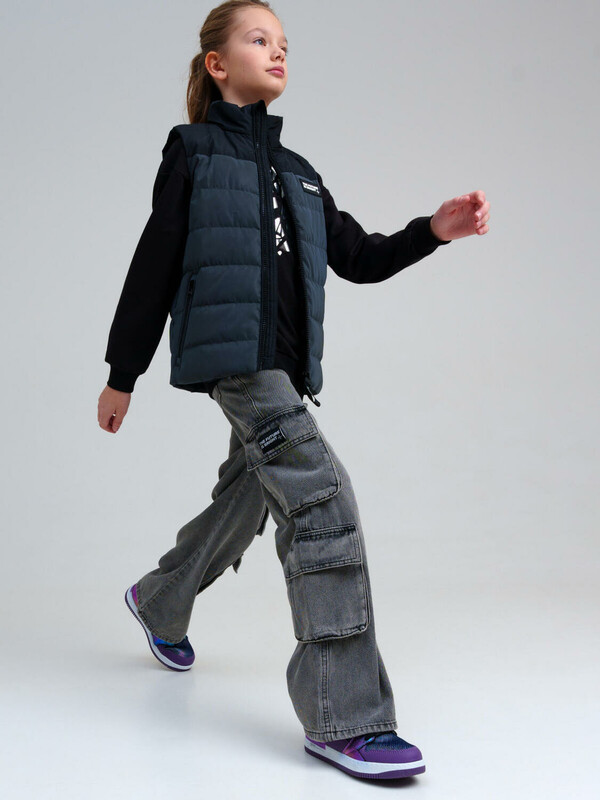 Брюки текстильные джинсовые для девочек