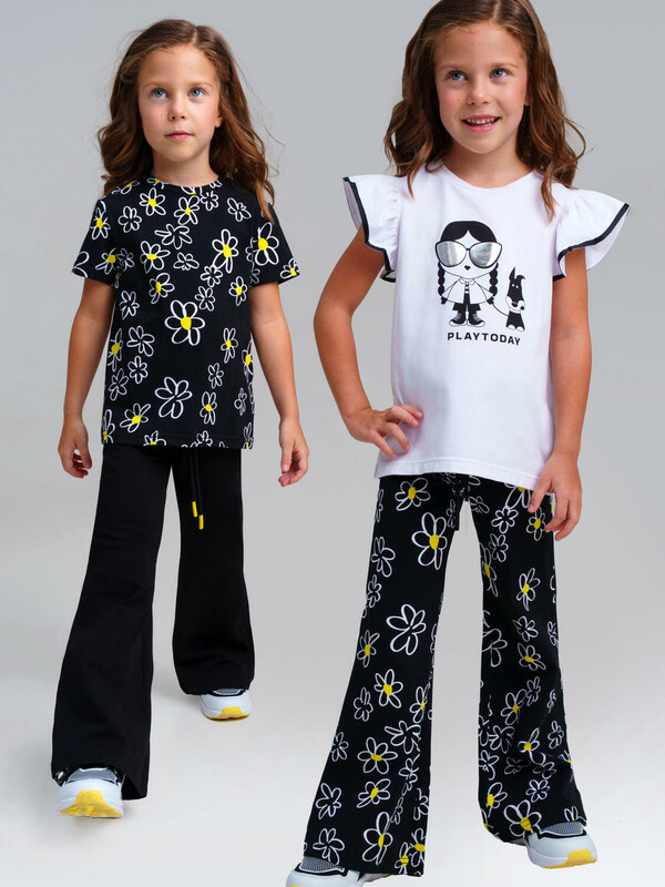 Брюки трикотажные для девочек, 2 пары в комплекте