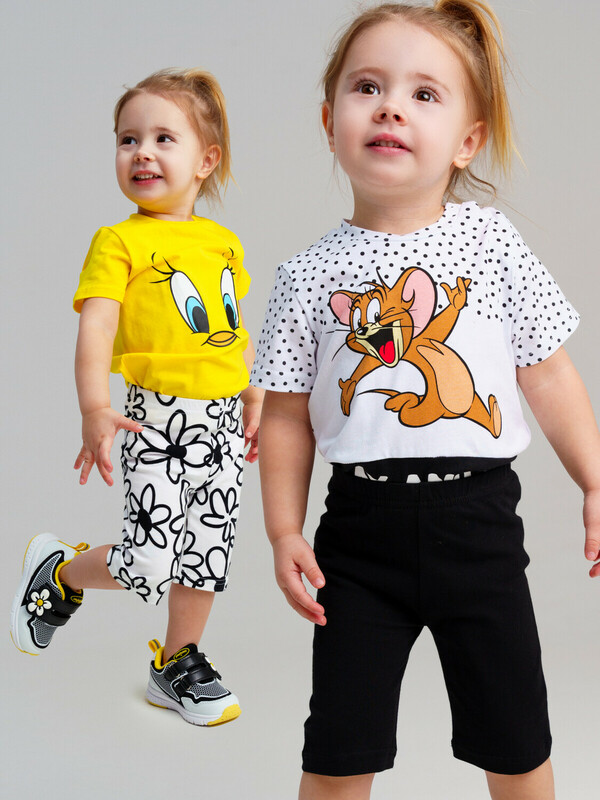 Брюки детские трикотажные для девочек (легинсы укороченные), 2 пары в комплекте