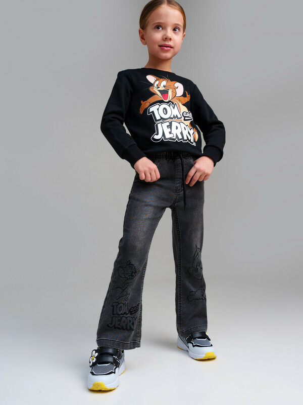 Брюки текстильные джинсовые для девочек