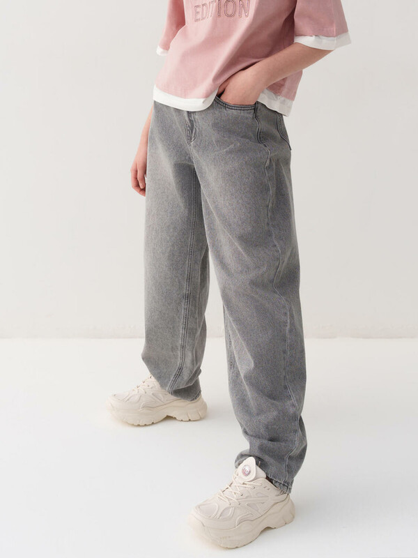 Брюки текстильные джинсовые для девочек