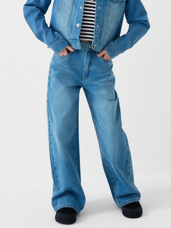 Брюки текстильные джинсовые для девочек