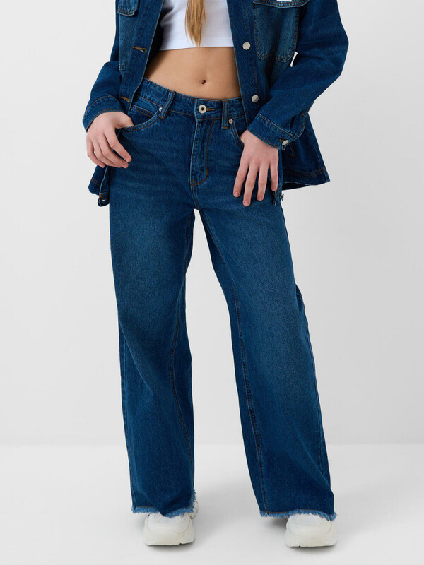 Брюки текстильные джинсовые для девочек