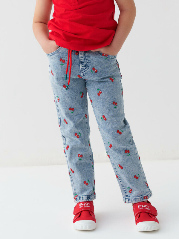 Брюки текстильные джинсовые для девочек