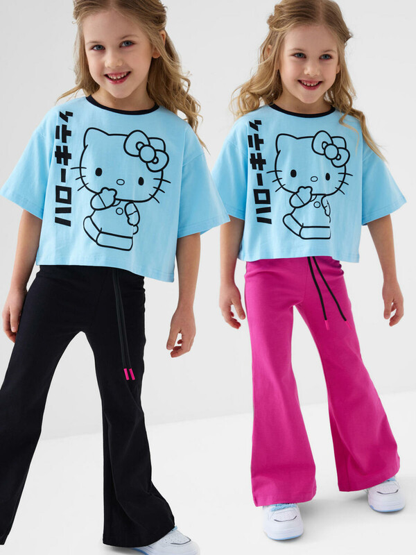 Брюки трикотажные для девочек, 2 пары в комплекте