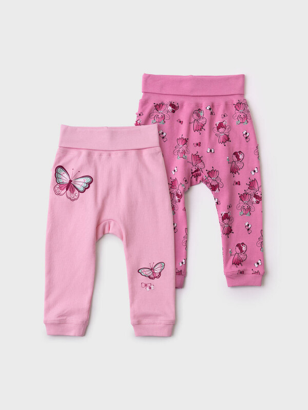 Брюки детские трикотажные для девочек, 2 пары в комплекте