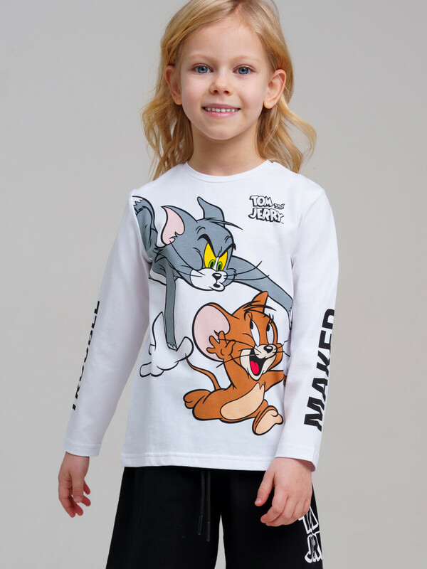 Фуфайка трикотажная для девочек (футболка с длинными рукавами)