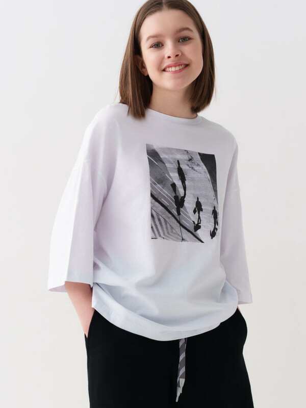 Фуфайка трикотажная для девочек (футболка с длинными рукавами)