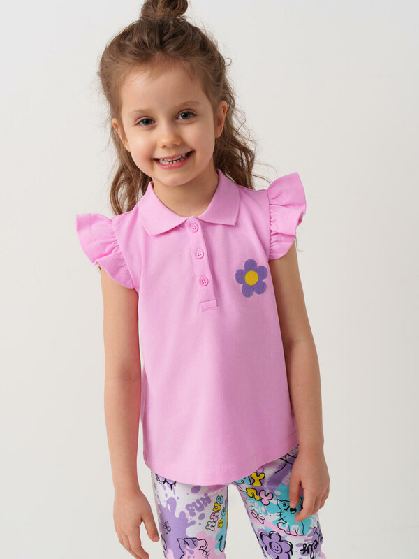 Джемпер трикотажный с воротником поло для девочек