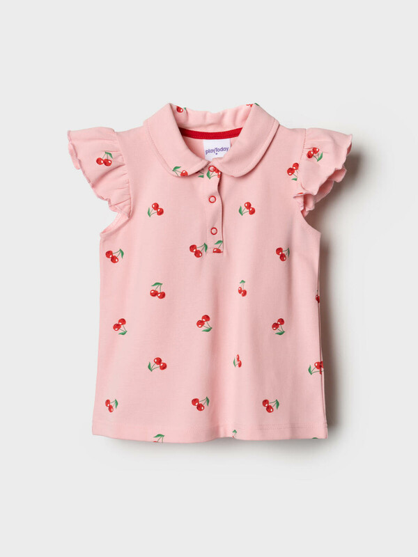 Джемпер трикотажный с воротником поло для девочек