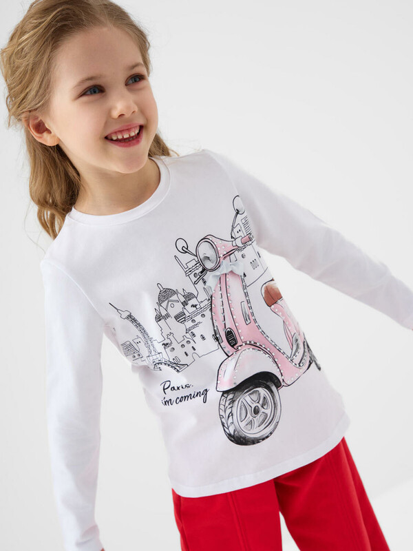 Фуфайка трикотажная для девочек (футболка с длинными рукавами)