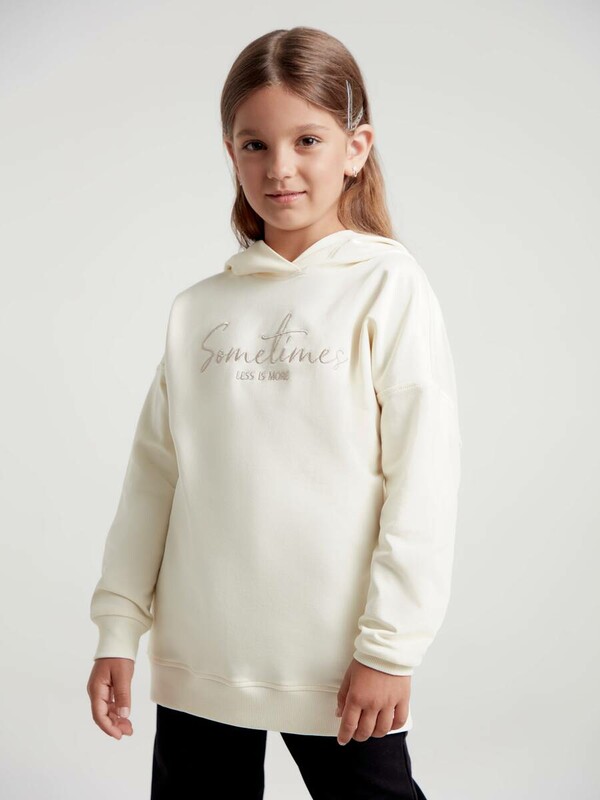 Джемперы CONTE DD 1452 Удлиненненное oversize-худи на флисе с вышивкой