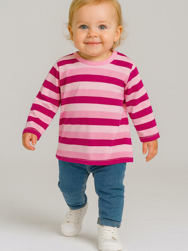 Фуфайка детская трикотажная для девочек (футболка с длинными рукавами)