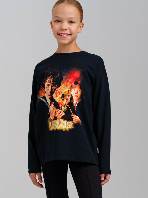 Фуфайка трикотажная для девочек (футболка с длинными рукавами)