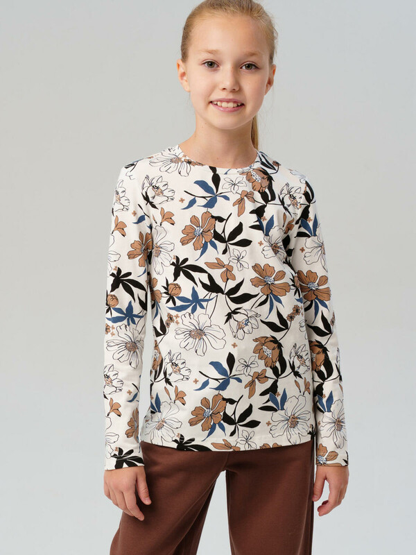 Фуфайка трикотажная для девочек (футболка с длинными рукавами)