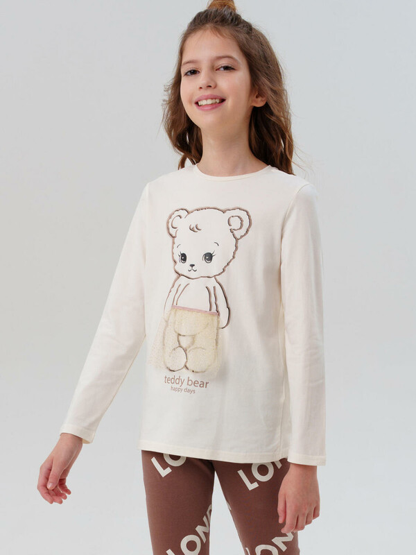 Фуфайка трикотажная для девочек (футболка с длинными рукавами)