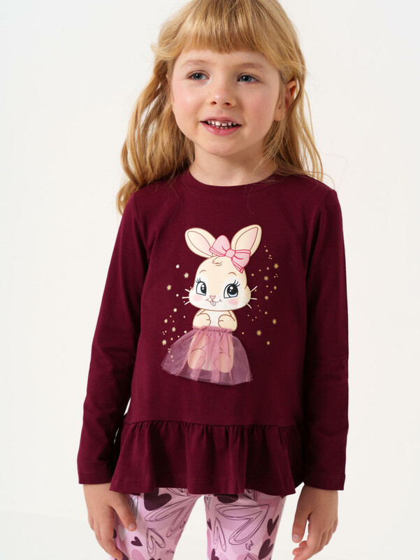 Джемпер трикотажный для девочек (футболка с длинными рукавами)