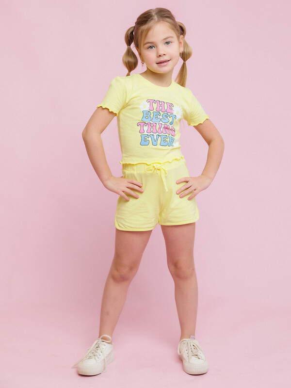 Футболка с коротким рукавом укороченная для девочки (0037_ЛС24)