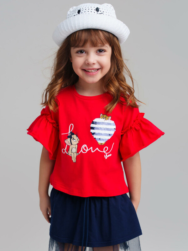 Фуфайка трикотажная для девочек (футболка)