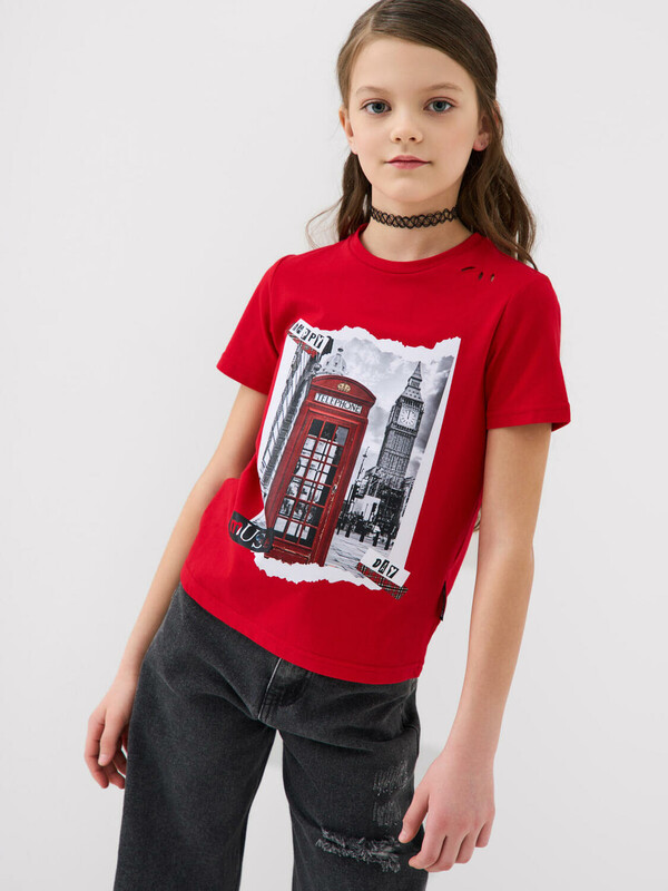 Фуфайка трикотажная для девочек (футболка)