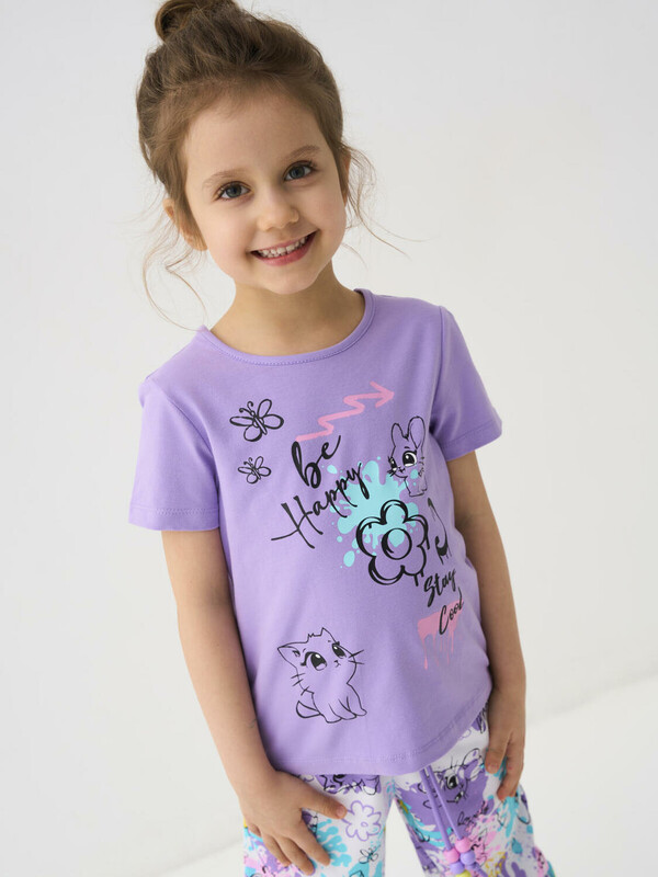 Фуфайка трикотажная для девочек (футболка)