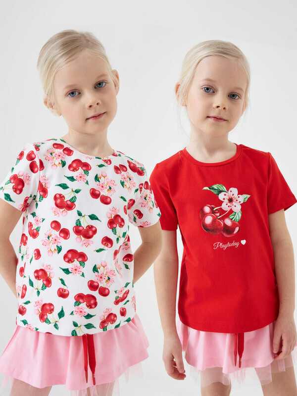 Фуфайка трикотажная для девочек (футболка), 2 шт в комплекте