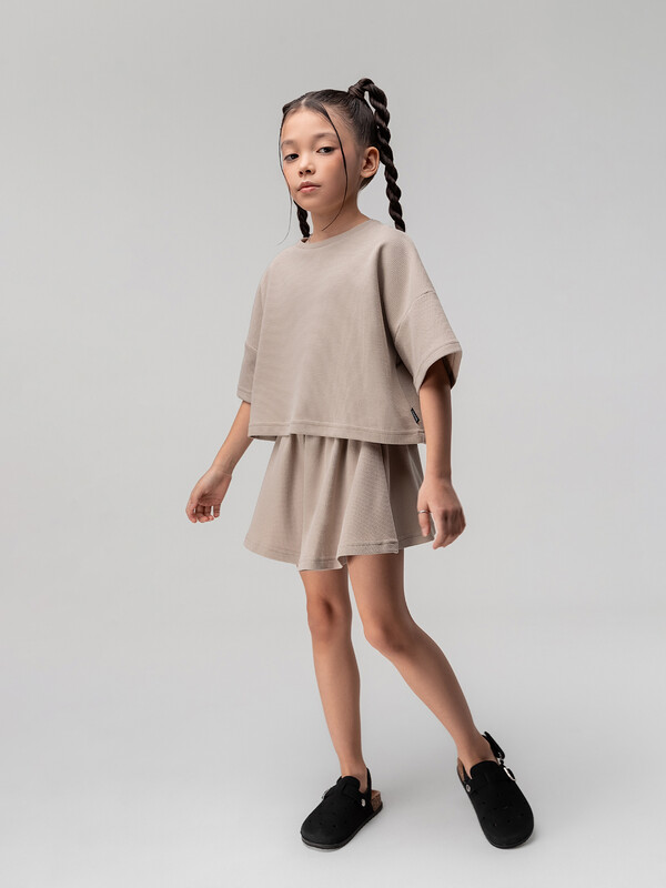 Костюм вафельный с шортами - юбкой