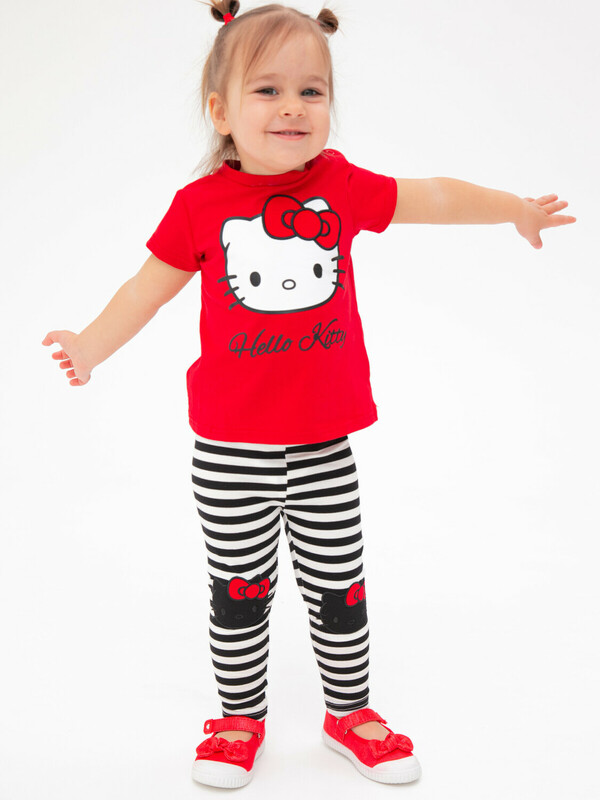 Комплект детский трикотажный для девочек: фуфайка (футболка), брюки (легинсы)