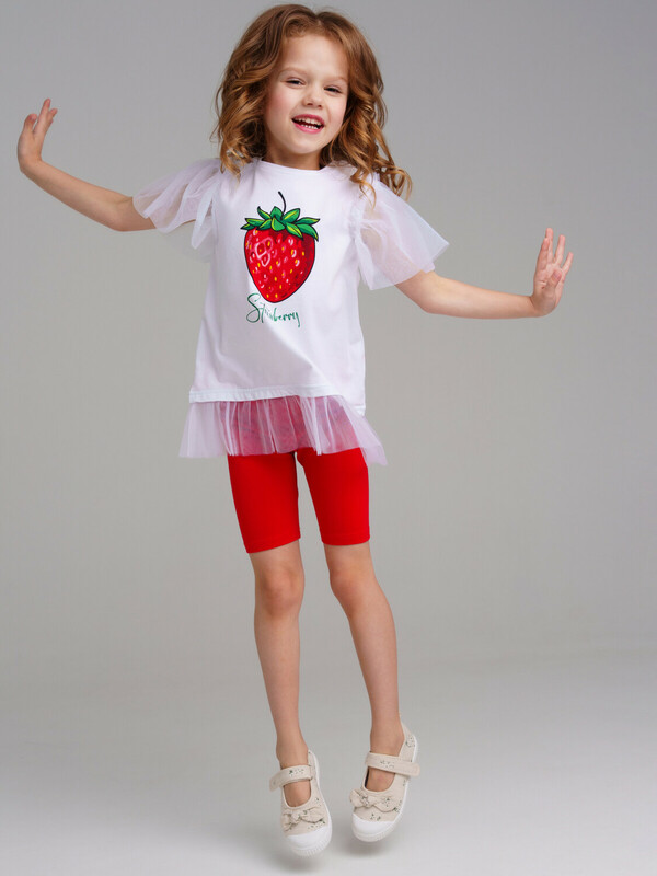 Комплект трикотажный для девочек: фуфайка (футболка), брюки (легинсы)