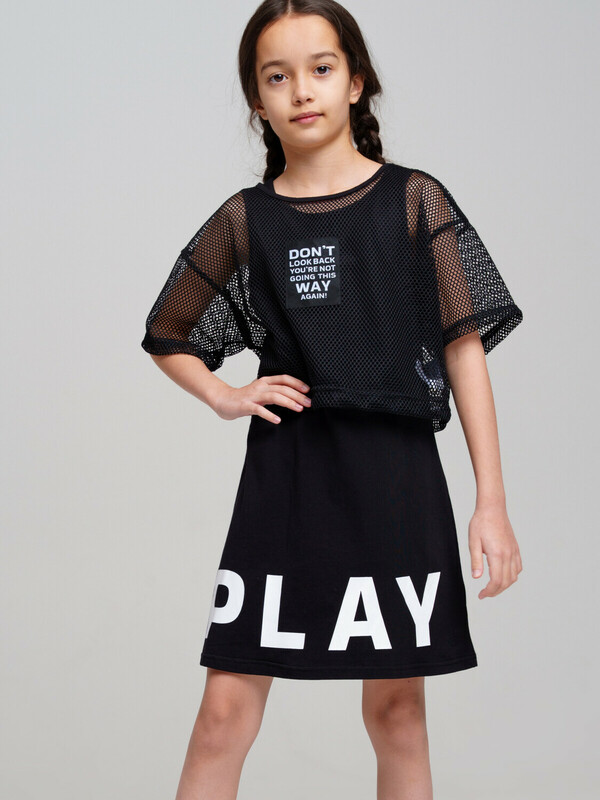 Комплект трикотажный для девочек: сарафан, фуфайка (футболка)