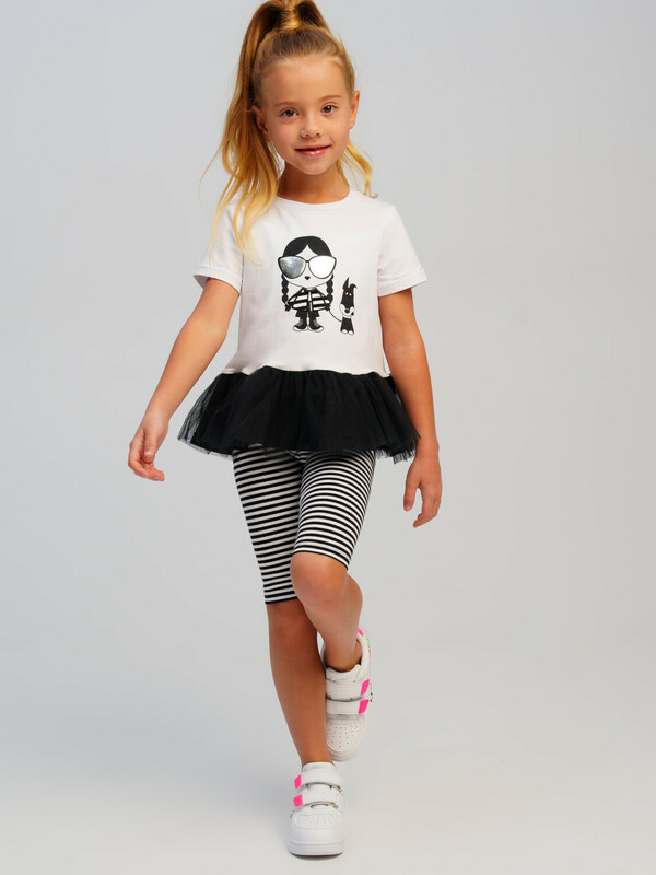 Комплект трикотажный для девочек: брюки (легинсы укороченные), фуфайка (футболка)