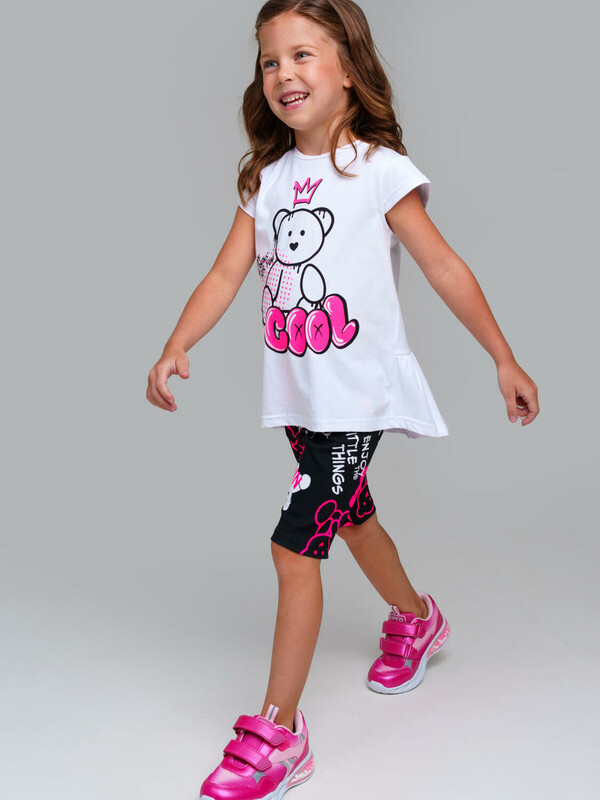 Комплект трикотажный для девочек: брюки (легинсы укороченные), фуфайка (футболка)