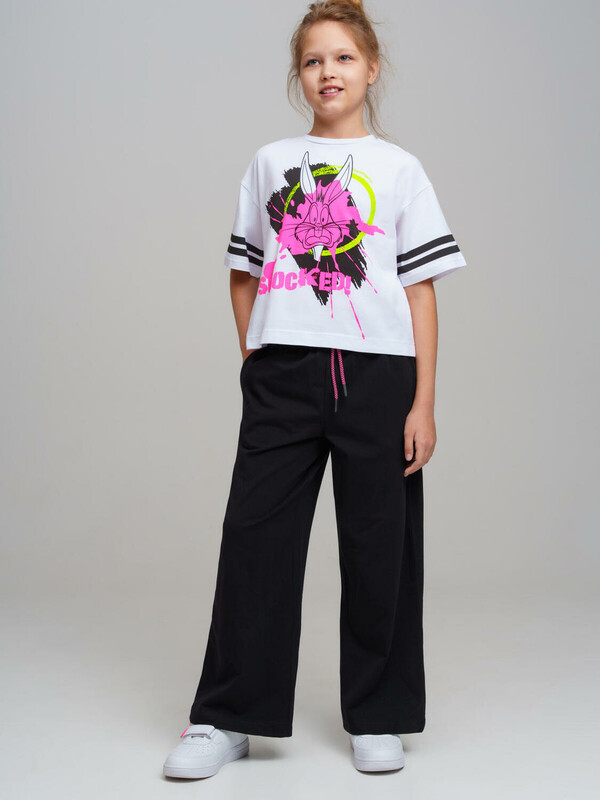 Комплект трикотажный для девочек: фуфайка (футболка), брюки