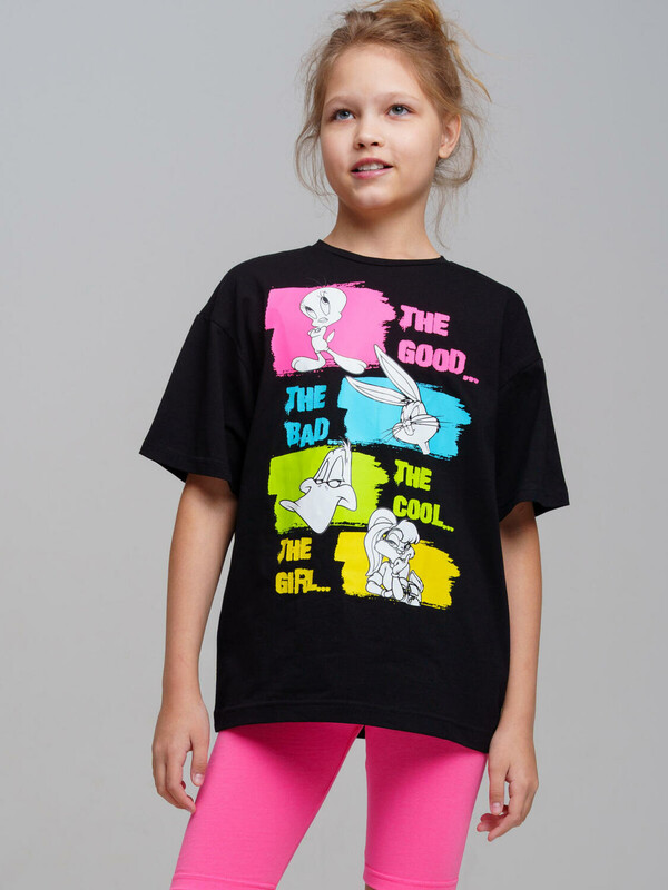 Комплект трикотажный для девочек: брюки (легинсы укороченные), фуфайка (футболка)