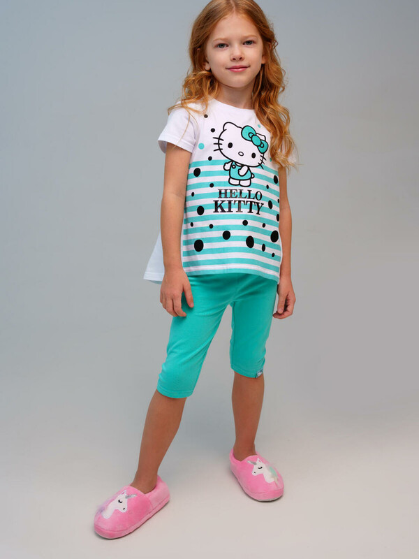 Комплект трикотажный для девочек: фуфайка (футболка), брюки (легинсы)