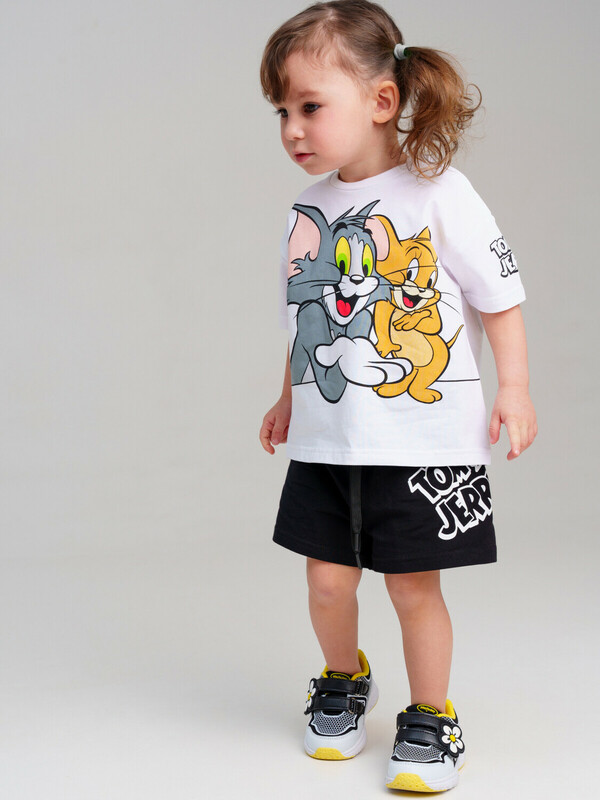 Комплект детский трикотажный для девочек: фуфайка (футболка), шорты