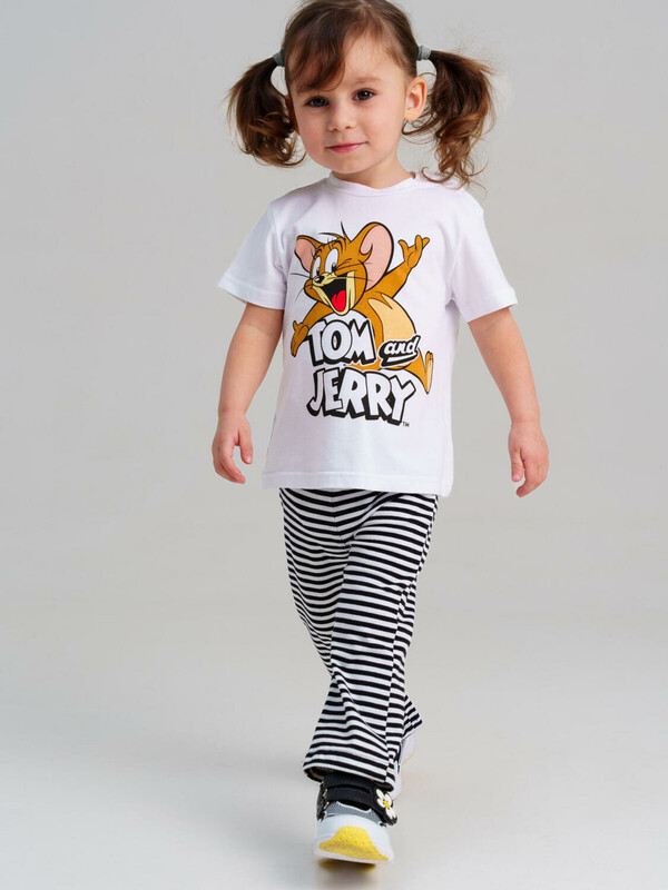 Комплект детский трикотажный для девочек: фуфайка (футболка), брюки (легинсы)