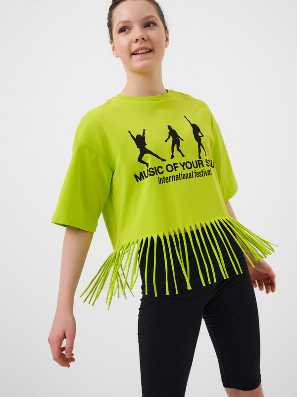 Комплект трикотажный для девочек: джемпер (футболка), брюки (легинсы укороченные)