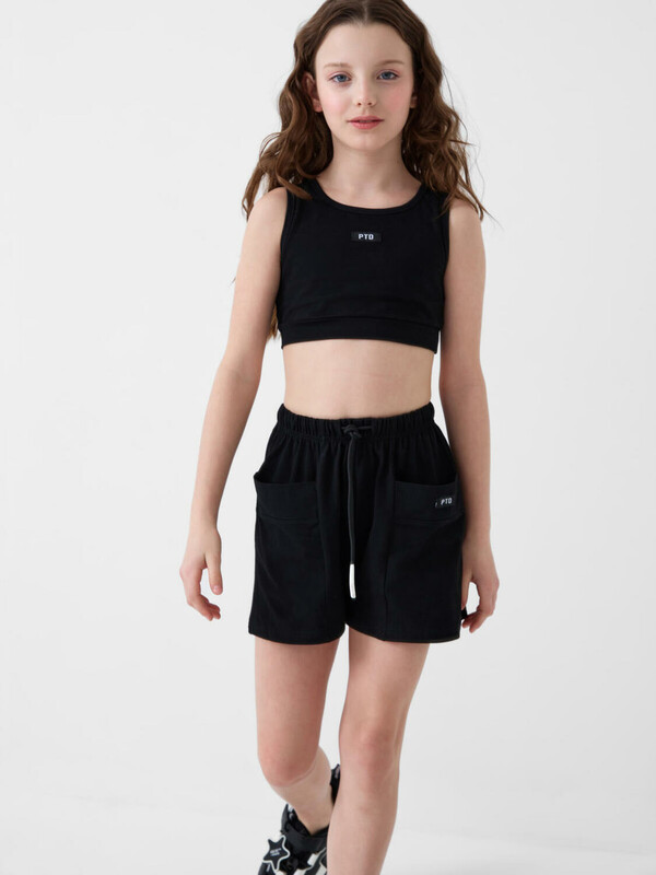 Комплект трикотажный для девочек: топ, шорты