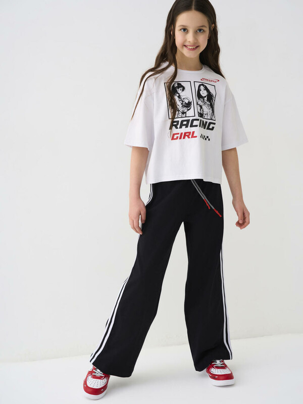 Комплект трикотажный для девочек: фуфайка (футболка), брюки