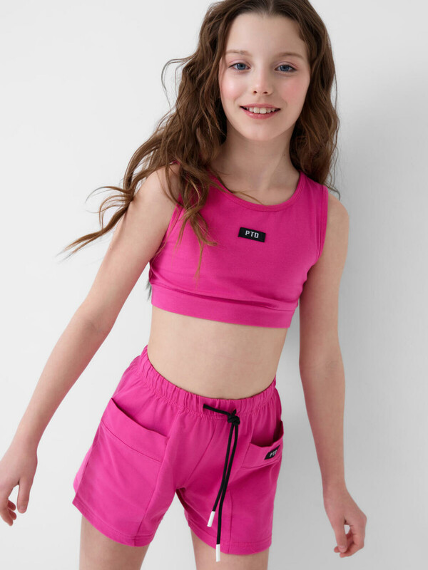 Комплект трикотажный для девочек: топ, шорты