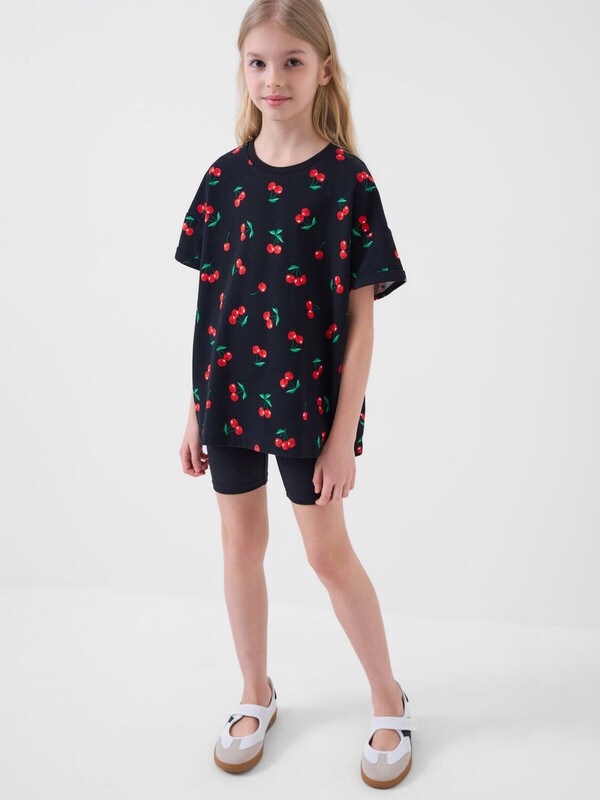 Комплект трикотажный для девочек: брюки (легинсы укороченные), фуфайка (футболка)